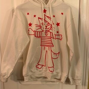 Marushka Eclectic Whimsical Sailor Cat White Unisex Small Hoodie Sweatshirt